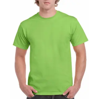 Gildan Set Van 2x Stuks Lime Groene Katoenen T-shirts Voor Heren 100% Katoen - Zware 200 Grams Kwaliteit - Basic Shirts, Maat, L (40/52)