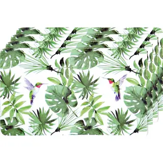 Kesper Ontbijtbordjes/broodplankjes - 4x - Tropische Kolibrie Vogels Print - Melamine - 14 X 24 Cm