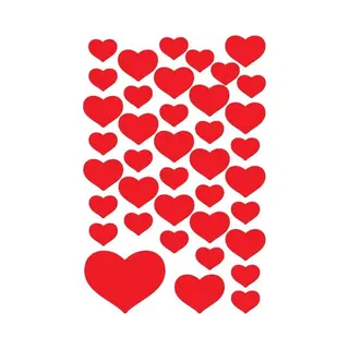 Stickers Hartjes - 2x Vel - 120 Hart Stickers - Rood - Liefde - Valentijn - Stickervelletje- Hobby - Stickertjes