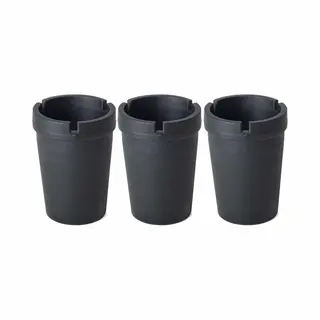 Gerimport Auto Asbak Met Deksel - 3x - Zwart - 11 X 8 Cm - Geurvrije/rookvrije Auto Asbak