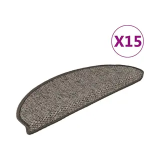 VidaXL Treppenmatten Selbstklebend Sisal 15 Stk. 65x21x4 Cm Grau-Beige
