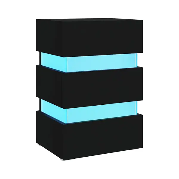 Led-nachttisch Schwarz 45x35x67 Cm Holzwerkstoff - Vidaxl thumbnail