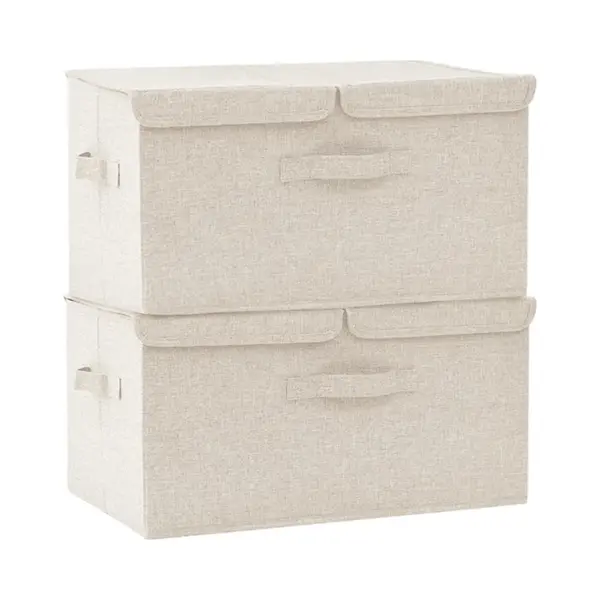VidaXL Aufbewahrungsboxen 2 Stk. Stoff 50x30x25 Cm Creme thumbnail