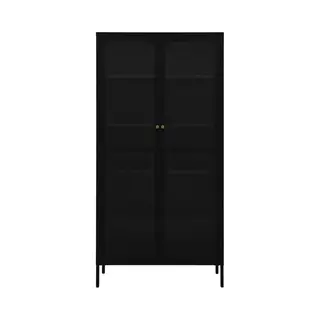VidaXL Vitrinekast 90x40x180 Cm Staal En Gehard Glas Zwart