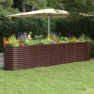 Hochbeet Pulverbeschichteter Stahl 332x40x68 Cm Braun - Vidaxl