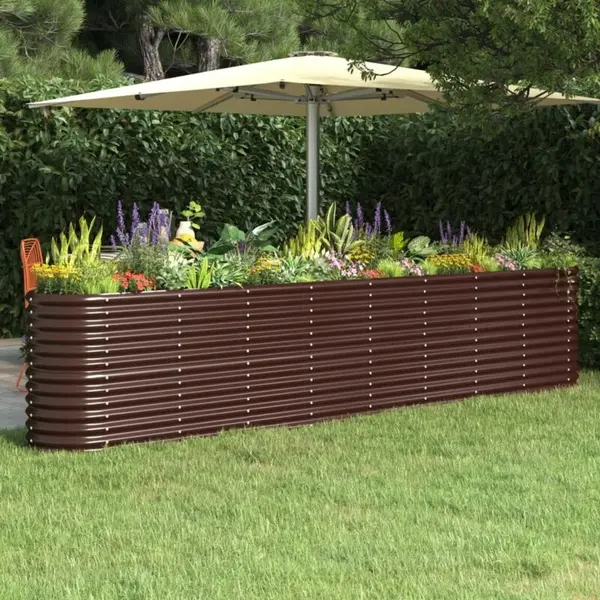 Hochbeet Pulverbeschichteter Stahl 332x40x68 Cm Braun - Vidaxl thumbnail