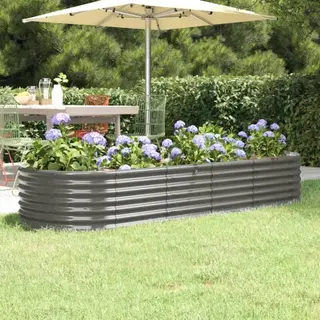 Garden Raised Bed Galvanised Steel 224x80x36 Cm Grey Vidaxl