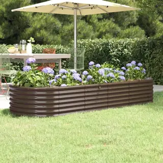 Garden Raised Bed Galvanised Steel 224x80x36 Cm Brown Vidaxl