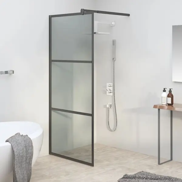 VidaXL Duschwand Für Walk-In Dusche 80x195 Cm Dunkel Esg Glas Schwarz thumbnail