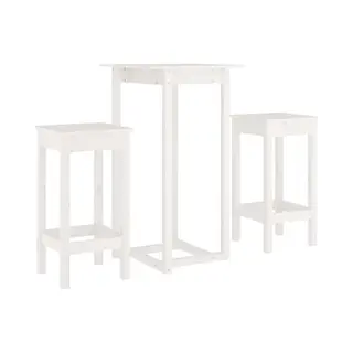 VidaXL 2 Seater White Solid Pine Wood Bar Table Set - Size, 110 X 60 X 60cm - Wilko