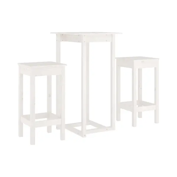 VidaXL 2 Seater White Solid Pine Wood Bar Table Set - Size, 110 X 60 X 60cm - Wilko thumbnail