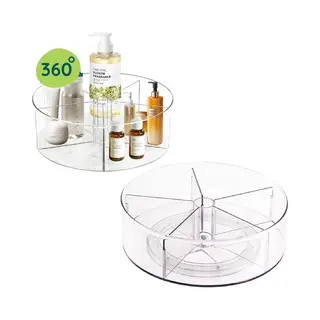 Xivada Draaiplateau Met 5 Verdelers - 28 Cm - Hoge Rand - Make-up Organizer Draaiend - Lazy Suzan