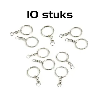 DW4Trading Sleutelhangerringen Met Ketting - Set Van 10 Stuks - Ø 22mm
