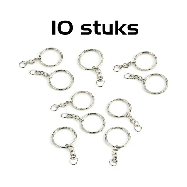 DW4Trading Sleutelhangerringen Met Ketting - Set Van 10 Stuks - Ø 22mm thumbnail