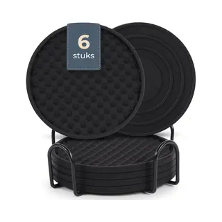 Castagnola Siliconen Onderzetters - Onderzettersset - Hittebestendig En Antislip - Zwart (set Van 6)