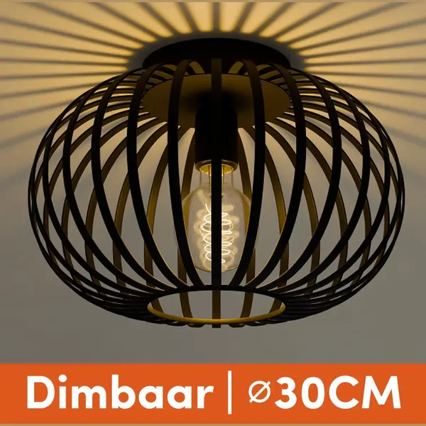 Nolt Plafondlamp Zwart - Plafonniere E27 Lamp - Industrieel - ⌀ 30cm thumbnail