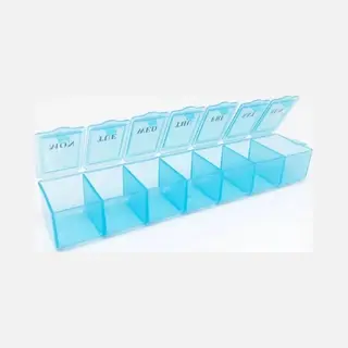 Knaak Medicijnen Doosje - Pillendoos - 1 Week - 7 Vakken - Blauw - Grote Vakken - Organizer