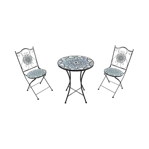 Axi Amélie Bistroset 3-teilig Mit Mosaik Design Mehrfarbig | Bistrotisch Mit 2 Stühlen | Bistro Gartenmöbel Set Für Garten/Balkon/Terrasse | thumbnail