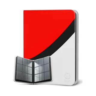 Napi Toploader Binder Voor 282 Kaarten - Premium Verzamelmap Toploaders Met Ritssluiting - Trading Cards Map - 9 Pocket - Kunstleer - Rood/Wit