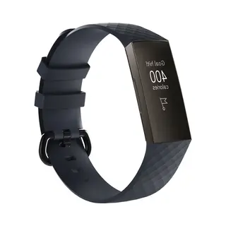 Strap-it Siliconen Bandje - Geschikt Voor Fitbit Charge 3 / Fitbit Charge 4 - Donkerblauw - Maat, Maat L