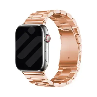Strap-it Stalen Schakel Band - Geschikt Voor Apple Watch Bandje -Series 1/2/3/4/5/6/7/8/9/10/11/Se/SE2/SE3/Ultra (2/3) - Rose Gold - Metalen Band Met