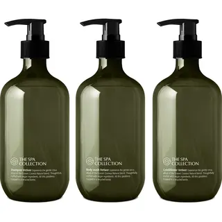 The Spa Collection Vetiver - Ecocert Cosmos Natural - Shampoo + Body Wash + Conditioner - 475 Ml Gerecyclede Pompfles - Set Van 3 Stuks