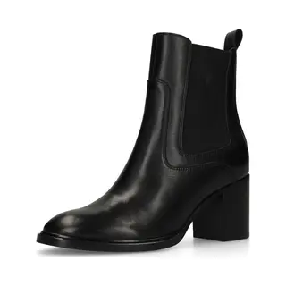 Manfield Schwarze Lederstiefeletten Mit Absatz
