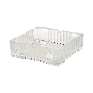 Excellent Houseware Home & Styling Asbak - Vierkant - Gedecoreerd Glas - Transparant - 10 X 10 X 4 Cm