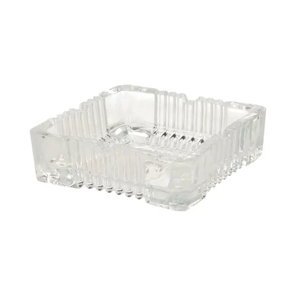 Excellent Houseware Home & Styling Asbak - Vierkant - Gedecoreerd Glas - Transparant - 10 X 10 X 4 Cm thumbnail