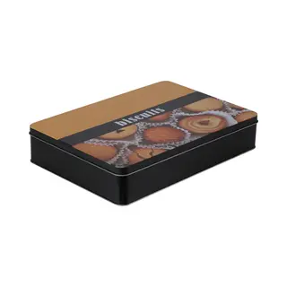 Excellent Houseware Koektrommel - Biscuits - Metaal - Zwart/bruin - 26 X 19 X 5 Cm - Koekblik