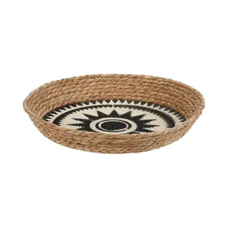 Mand Riet Naturel Met Zwart Dia 37cm Hoogte 6cm