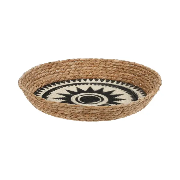 Mand Riet Naturel Met Zwart Dia 37cm Hoogte 6cm thumbnail