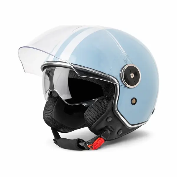 Vinz Arenas Jethelm Mit Doppelvisier | Roller Helm Mit Streifen & Mit Sonnenblende | In Gr. Xs-Xxl | Ece 22.06 Zertifiziert | Motorradhelm Mit Visier thumbnail