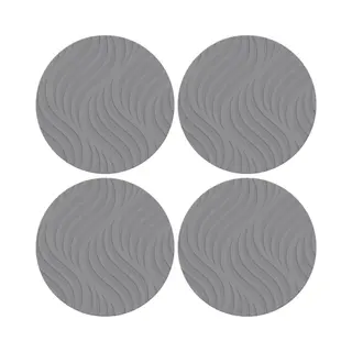 Cepewa 8x Stuks Ronde Placemats Grijs Met Wave Patroon 37 Cm - Placemats/onderleggers - Tafeldecoratie