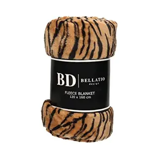 Bellatio Design Plaid - Fleece Deken - In Tijger Dieren Print - 120 X 160 Cm - Dekentjes