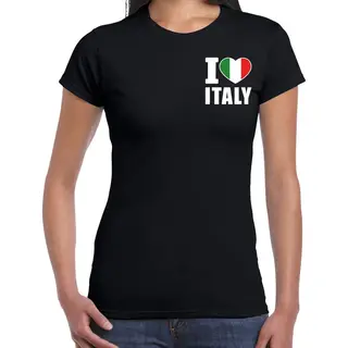 Bellatio Decorations I Love Italy T-shirt Zwart Op Borst Voor Dames - Italie Landen Shirt - Supporter Kleding M