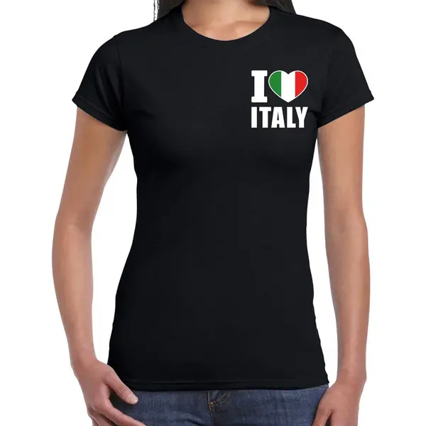 Bellatio Decorations I Love Italy T-shirt Zwart Op Borst Voor Dames - Italie Landen Shirt - Supporter Kleding M thumbnail