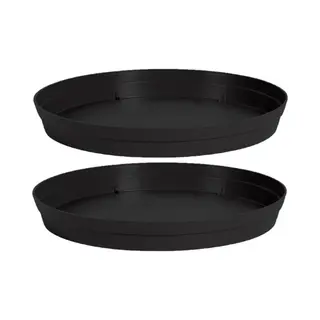 Eda Bloempot Onderschaal Toscane - 4x Stuks - Kunststof - Antraciet - D23 Cm - Opvangschalen