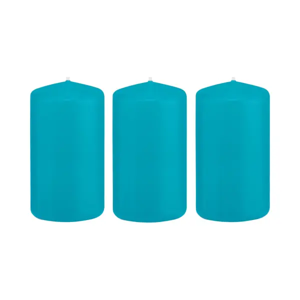 Trend Candles Cilinderkaars/stompkaars - 4x - Turquoise - 5 X 10 Cm - 23 Branduren - Met Brandvertragende Folie thumbnail
