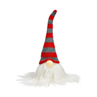 Pluche Gnome/dwerg Decoratie Pop/knuffel Wit/rood/grijs 24 Cm - Kerstgnomes/kerstdwergen/kerstkabouters