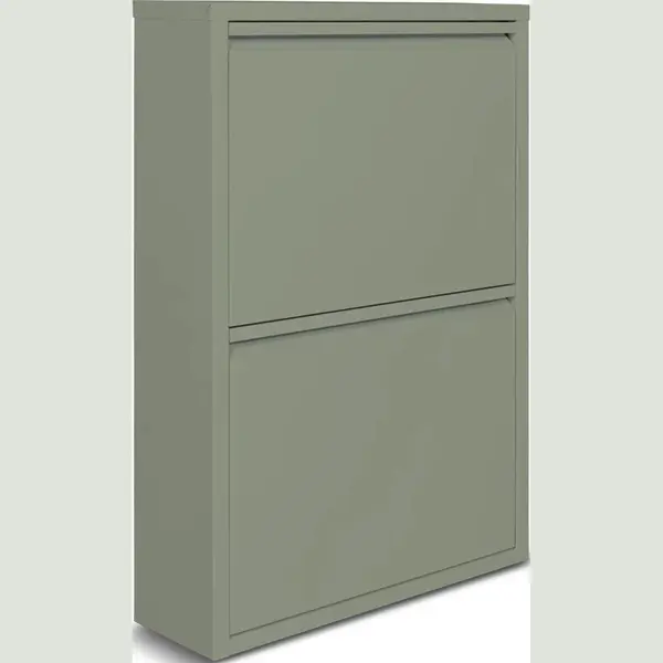 Wdmt Metall-Schuhschrank 2-Türen - 50 X 15 X 71, 5 Cm - Platzsparendes Und Stilvolles Schuhregal - Moderne Schuhschränke - Schuhaufbewahrung - Grün thumbnail