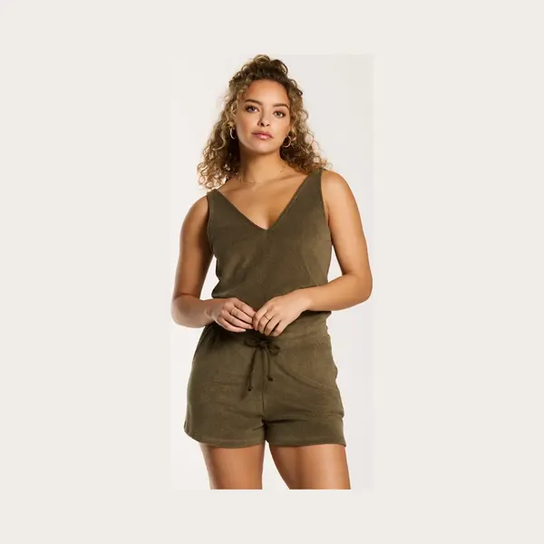 Shiwi Fiji Toweling Jumpsuit - Dames Lifestyle Broek - Forest Green thumbnail