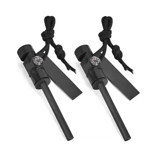 Yono Vuurstarter Set – 2 Stuks – Vuursteen Strijker, Noodfluit En Kompas – Firesteel Voor Outdoor, Kamperen En Survival - Magnesium Stick