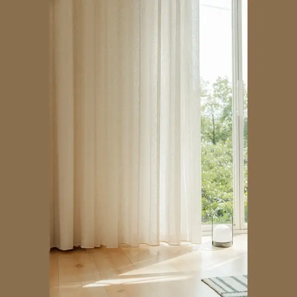 Maroyathome Bibiana - Vitrage - Kant En Klaar - Plooiband - Loodveter - Schelphaken - Embrasse - Beige - 150 X 260 Cm - 150 Cm Breed - 260 Cm Lengte - thumbnail