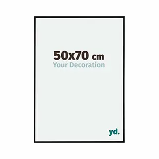 yd. Your Decoration - Picture Frame 50x70 Cm - Black Matte - Decorative Wall Frame In Plastic With Antireflection - Frame 50x70 - Evry