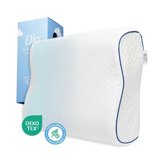 Ella Wave Orthopedisch Hoofdkussen Voor Rug En Zijslaper - Ergonomisch Neksteun Kussen Van Traagschuim - Slaapkussen Nekklachten 60 X 40 Cm - Wit