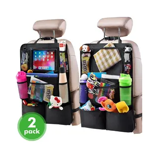 Travelhawk Auto Organizer - Autostoel Organizer Met 10 Vakken En IPadhouder - Zwart (2 Stuks)