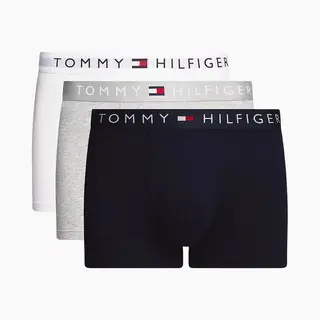 Tommy Hilfiger Men's 3-Pack Th Original Logo Boxer Trunks, Navy/White/Grey - Black - Size, 35/34/32