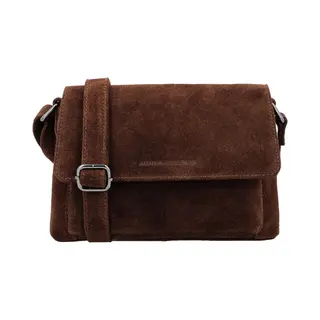 Hide & Stitches Brazos Schoudertas - Suede - Crossbody - Leer - Overslag - Leren Dames Tas - Donkerbruin