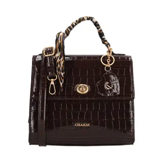 Charm London Handtasche Damen - Work Bag Mittelgroß Mit - Dunkelbraun